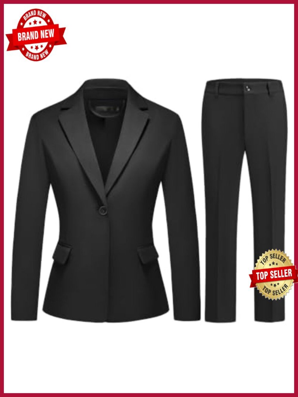 Women's 2-Piece Suit Set Classic Blazer & Pants Polyester Spandex Business Work